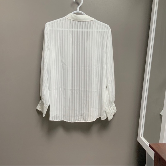 IMNYC Women’s Striped Button Down Sheer Blouse - Picture 4 of 7